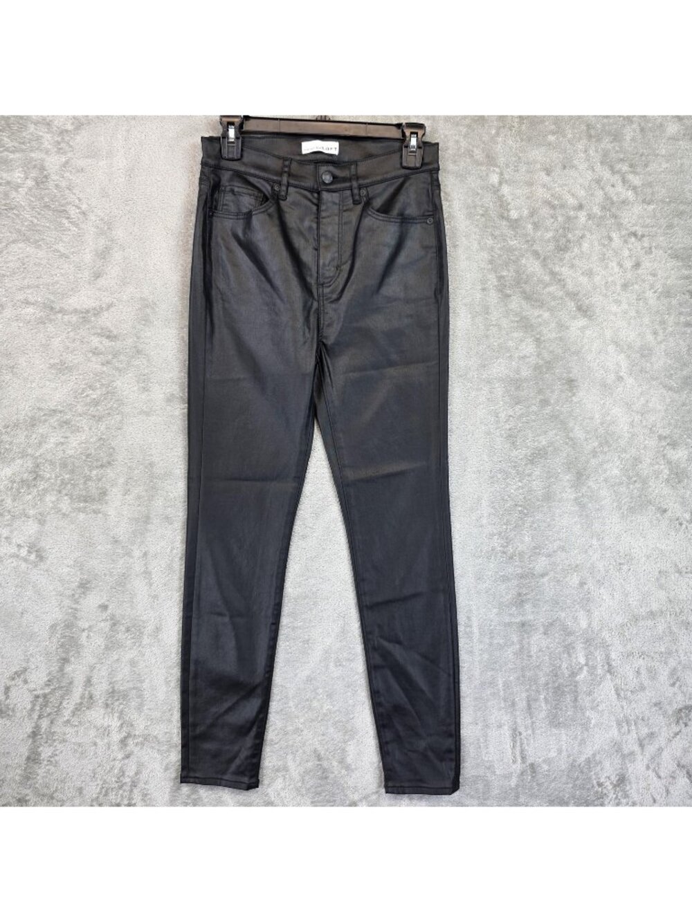 LOFT The Skinny Jeans Womens 0 Black Dark Wash High Rise Coated Stretch Denim